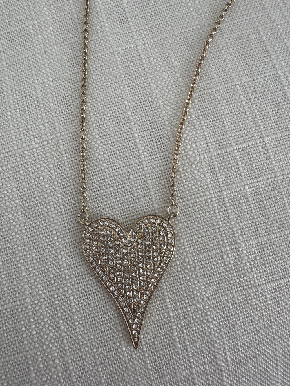 Gold Heart Pendant Necklace with Crystal Accents - Picture 3 of 4